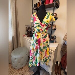 DKNY-Floral Wrap Dress - Multicolor